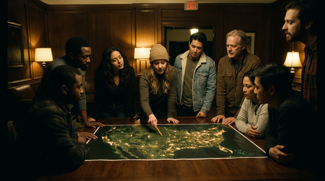 A dark map of the US glowing with clusters of audience demand